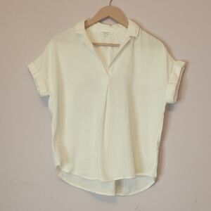 Beachlunchlounge Gauze Melody Collar Top White, size M